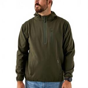 NEW BURLEBO duke tech mid layer fleece pullover in mallard green